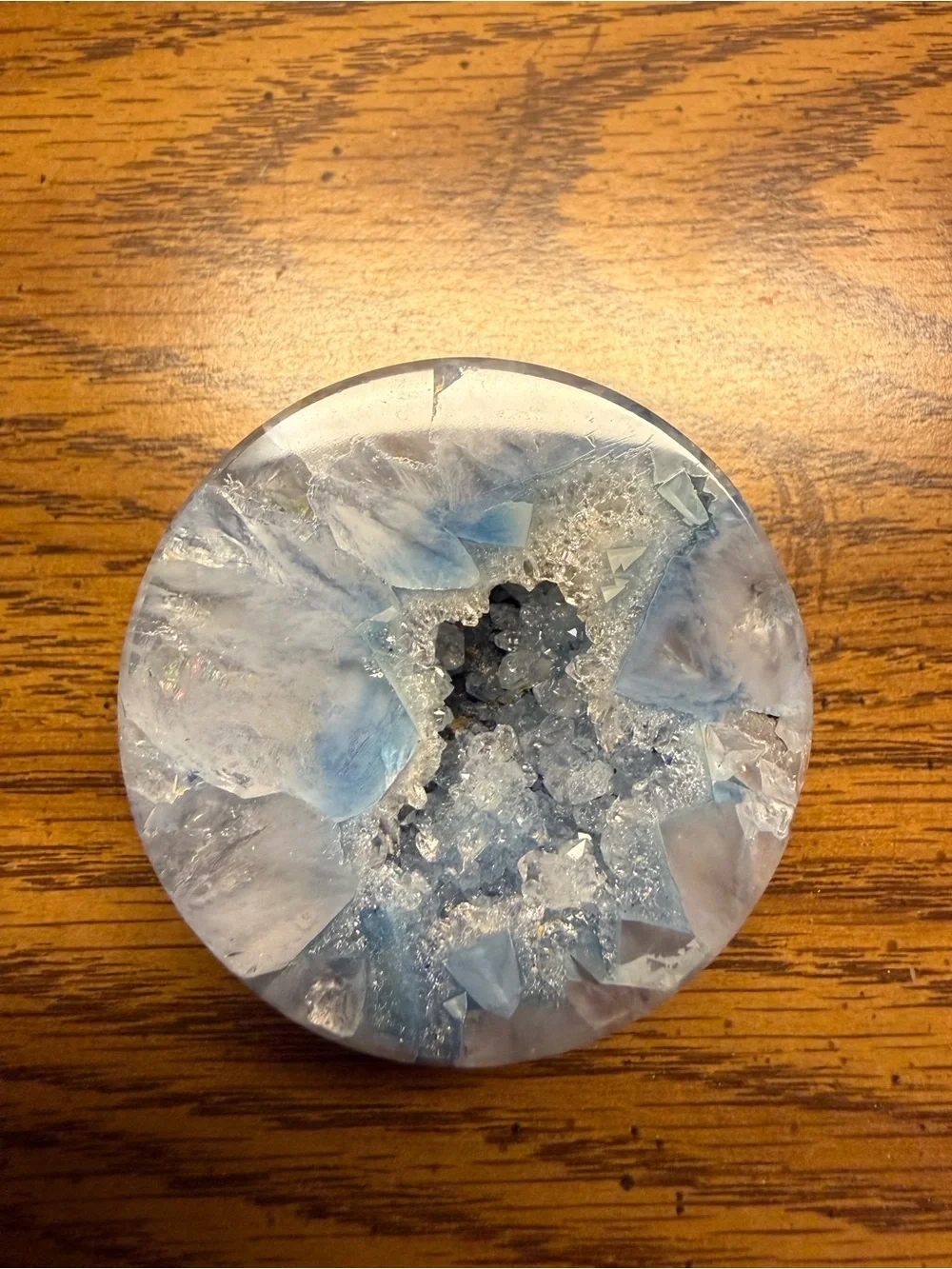 Source Unknown Blue and White Agate Geode Accent
